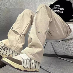 メンズ人気カジュアルパンツ、メンズアメリカンハイストリートデザイン、ニッチトレンドブランド、スリムワークウェア、マイクロフレアパンツ、トレンド紳士服