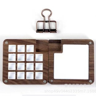 Black walnut 15 grid magnetic suction retro style watercolor paint wooden box handmade portable paint box
