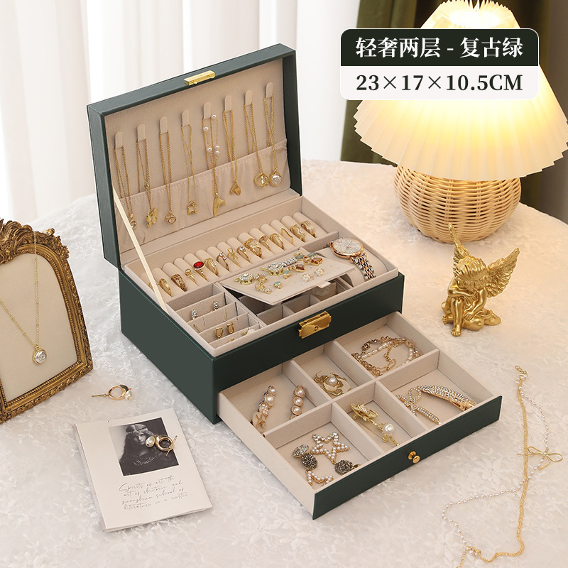 菱形三層引き出しジュエリー収納ボックスヨーロッパプリンセスボックスジュエリーボックス寝室ドレッシングテーブルハイエンドジュエリーボックス|undefined