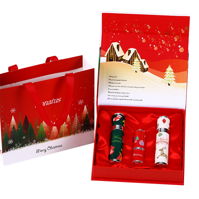 Neues Christmas Limited Sheepskin Net Red Perfume Conatus Christmas Perfume Gift Box Light Fragrance Carved Lipstick Set_voghion.com