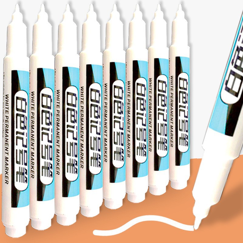Pluma de aceite blanco marcador marca pluma pequeña cabeza industrial carpintería arte Multi-propósito permanente marcador CD pluma