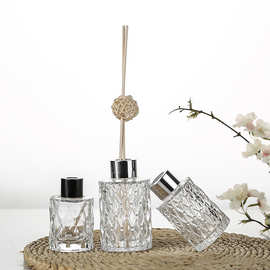 厂家供应菱形玻璃香薰瓶钻石无火藤条香氛瓶居家装饰扩香玻璃瓶