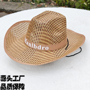 Men's and women's western cowboy hat outdoor travel leisure sunshade straw hat summer fishing hat sunscreen travel hat wholesale