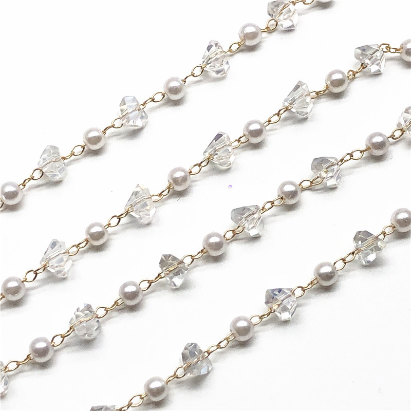 异形水晶珍珠组合铜链条流苏珍珠耳坠项链服饰配件diy饰品配件|ru