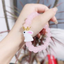 新款玻璃兔子手链可爱甜美冰透盘玩手串百搭闺蜜情侣手饰