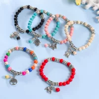 Трансграничный национальный ветер сосновый камень ручной веревки Turquoise bracelet сверлильный круг браслет подвеска для внешней торговли оптовая торговля