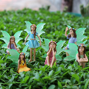 New Butterfly Flower Fairy Set Courtyard Luminous Elf Outdoor Garden Decoration Wooden Table Micro Landscape Gardening Landscaping