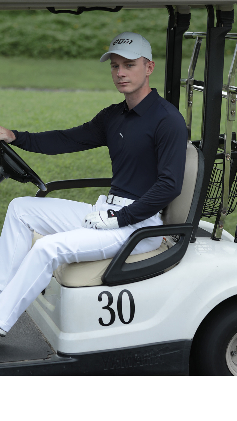 Áo polo golf nam dài tay cổ bẻ liền mạch PGM chất liệu co giãn cao — YF634-Áo màu trắng, KUZ167-Quần kaki, KUZ167-Quần Trắng, YF634-Áo màu xanh nước biển chi tiết 8