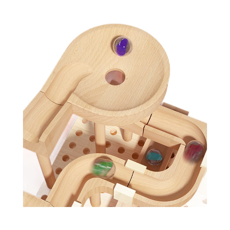Tren de bolas para niños, bloques de construcción, juguetes, juegos de rompecabezas para niños, pistas de canicas, desarrollo intelectual, tobogán de tubería de madera