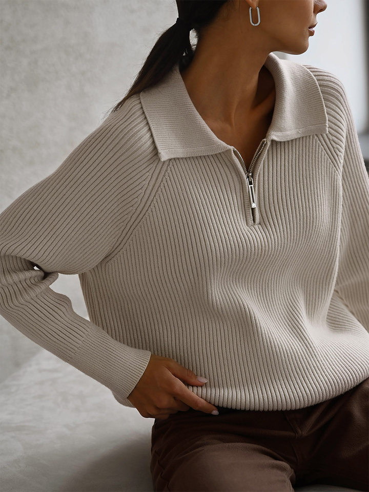 Áo len dệt kim nữ cổ Polo dài tay chui đầu phong cách đơn giản — Màu mơ, Màu xám, Màu đỏ, hồng hồng chi tiết 40