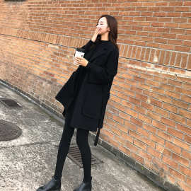 黑色高级感大衣女2024年新款秋冬季韩版小个子羊毛呢子大衣外套潮