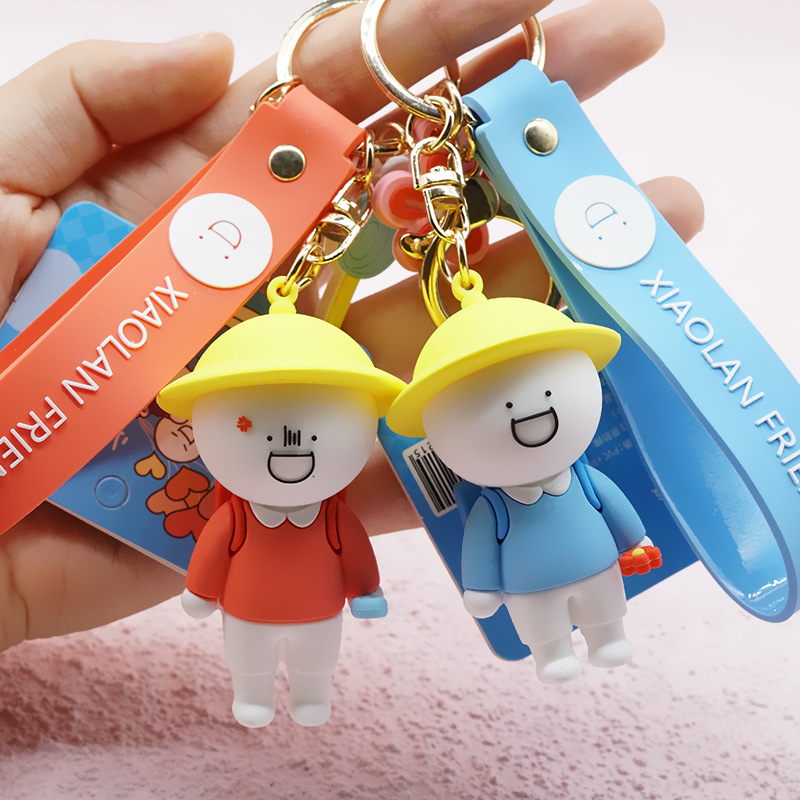 正版授权学生小蓝系列钥匙扣 软胶情侣款配饰创意可爱背包小挂饰