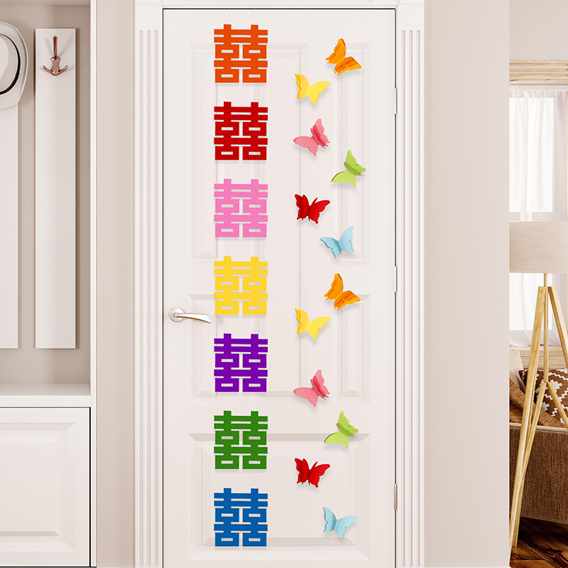 Casamiento de bodas personaje puerta colgante decoración de la habitación de la boda dopamina fuegos artificiales personaje puerta colgante artículos de boda