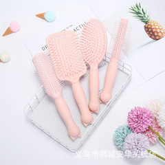 可愛少女粉卡通頭貓頭貓抓握柄按摩梳橡膠美發髮型梳卷梳