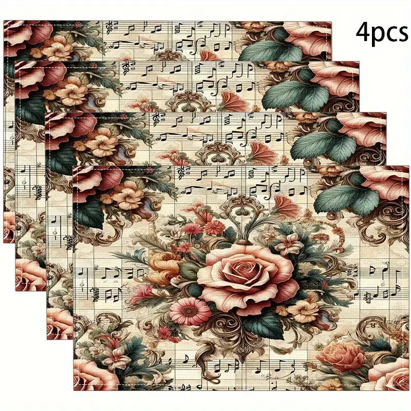 Manteles individuales navideños de lino estampado, decoración de mesa resistente al calor