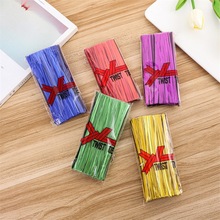 15cm760根厂家直供玫红环保pet镀铝膜彩色扎丝 食品包装封口扎带