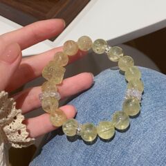 日富一日 ~ 新中国式軽豪華レトロ天然レモン結晶手串デザイン感雰囲気覚醒ライオン水晶ブレスレット