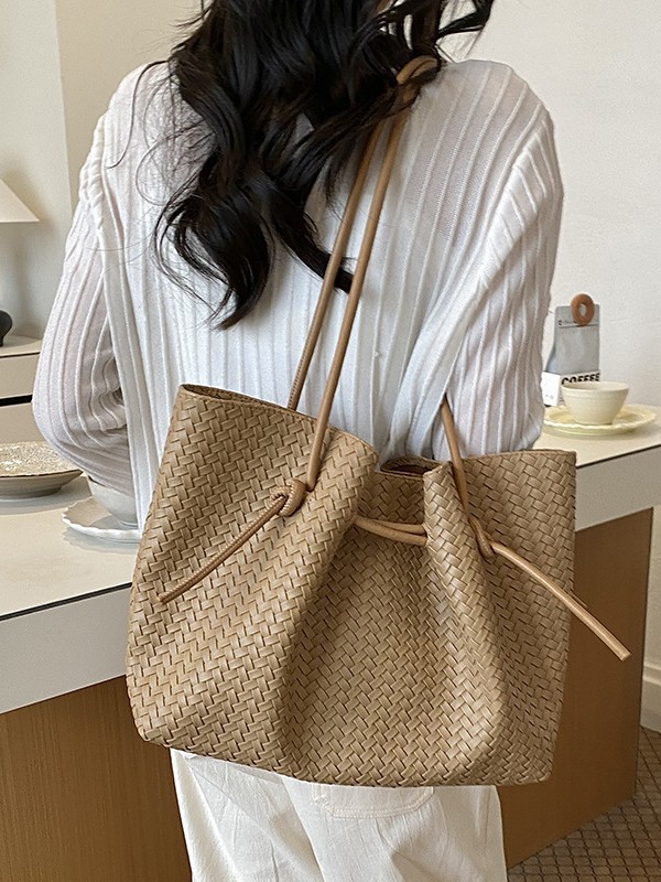 Bolsa de tejido de gran capacidad para mujeres 2026 verano nuevo estilo coreano de moda bolso de hombro de brazo de viaje bolsa de ocio
