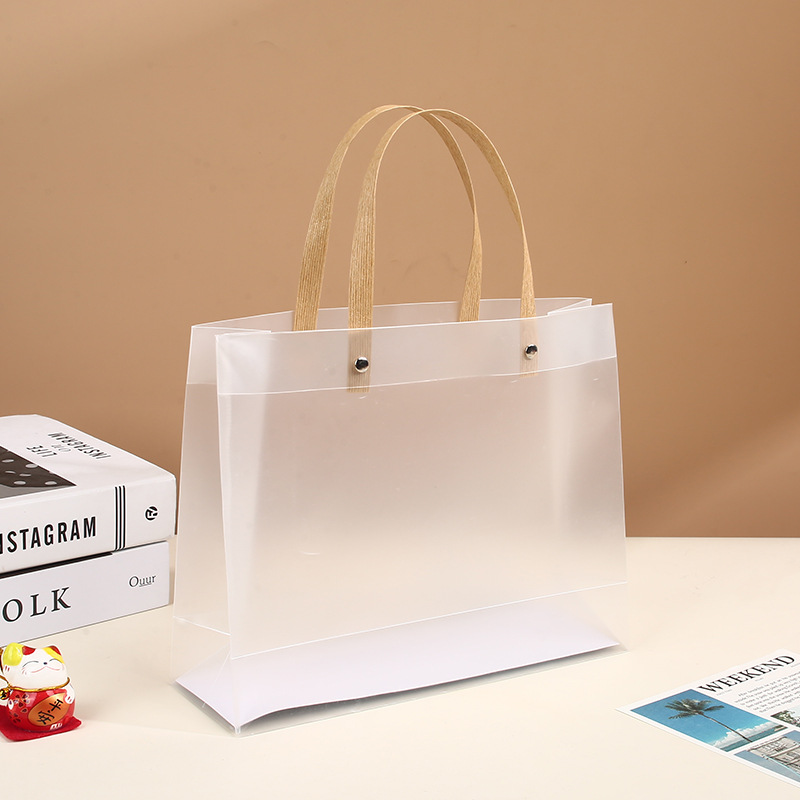 Bolsas de plástico regalo en stock PP poliescalada personalizada bolsas de mano transparentes de PVC logotipo personalizado