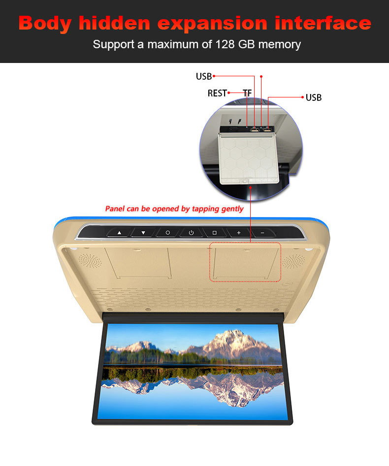 17.3inch Ceiling-mounted Android display 17.3inch Electric ceiling-mounted MP5 display car Android TV
