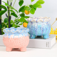 陶磁器の多肉の植木鉢のアイデアの個性の緑の植木鉢の通気性の粗い陶の古い杭のたらいのベランダの客間の大きいサイズの植物のたらい
