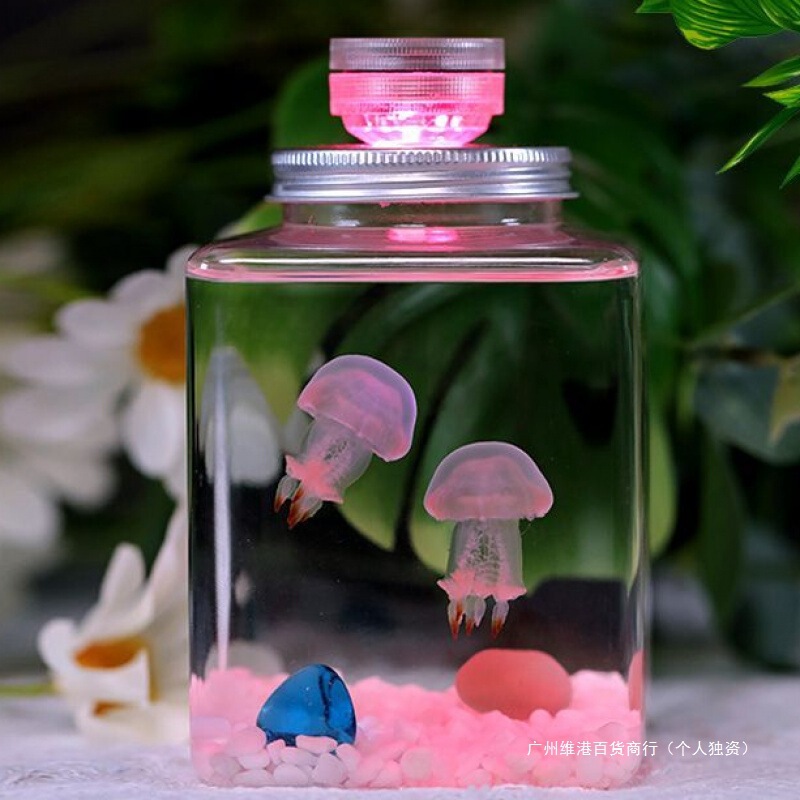 Pet Tank Live Jellyfish Animals Easy to Raise Jellyfish Children's Desktop Glowing Student Small Small Pet Jellyfish