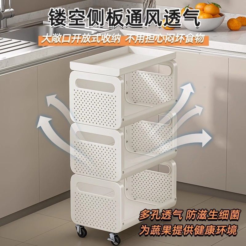 厨房蔬菜置物架多层落地锅具放水果储物柜子多功能收纳移动小推车|undefined