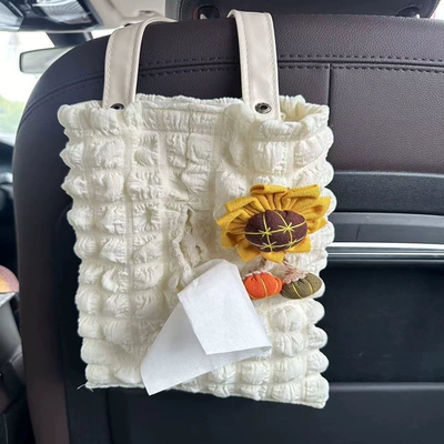 Hanging Multifunctional Tissue Pumping, Car tissue box/set - hanging-puff-sunflower-on-the-right