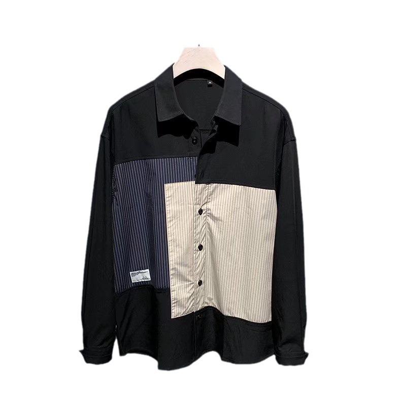 2024 primavera y otoño nuevo estilo camisa hombre tendencia suelta casual tendencia salvaje joven hermosa camisa chaqueta negra hombre