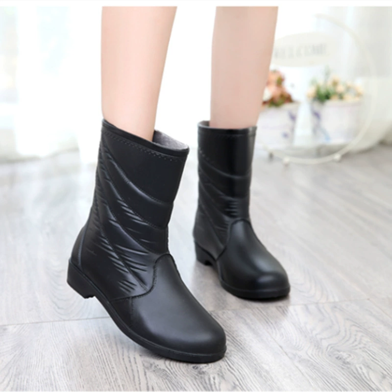 Ai Yao непромокаемая обувь, женские резиновые сапоги со средней трубой, непромокаемая обувь, черные кожаные модные водные туфли, Женская резиновая обувь, водные сапоги, галоши, женские оптом