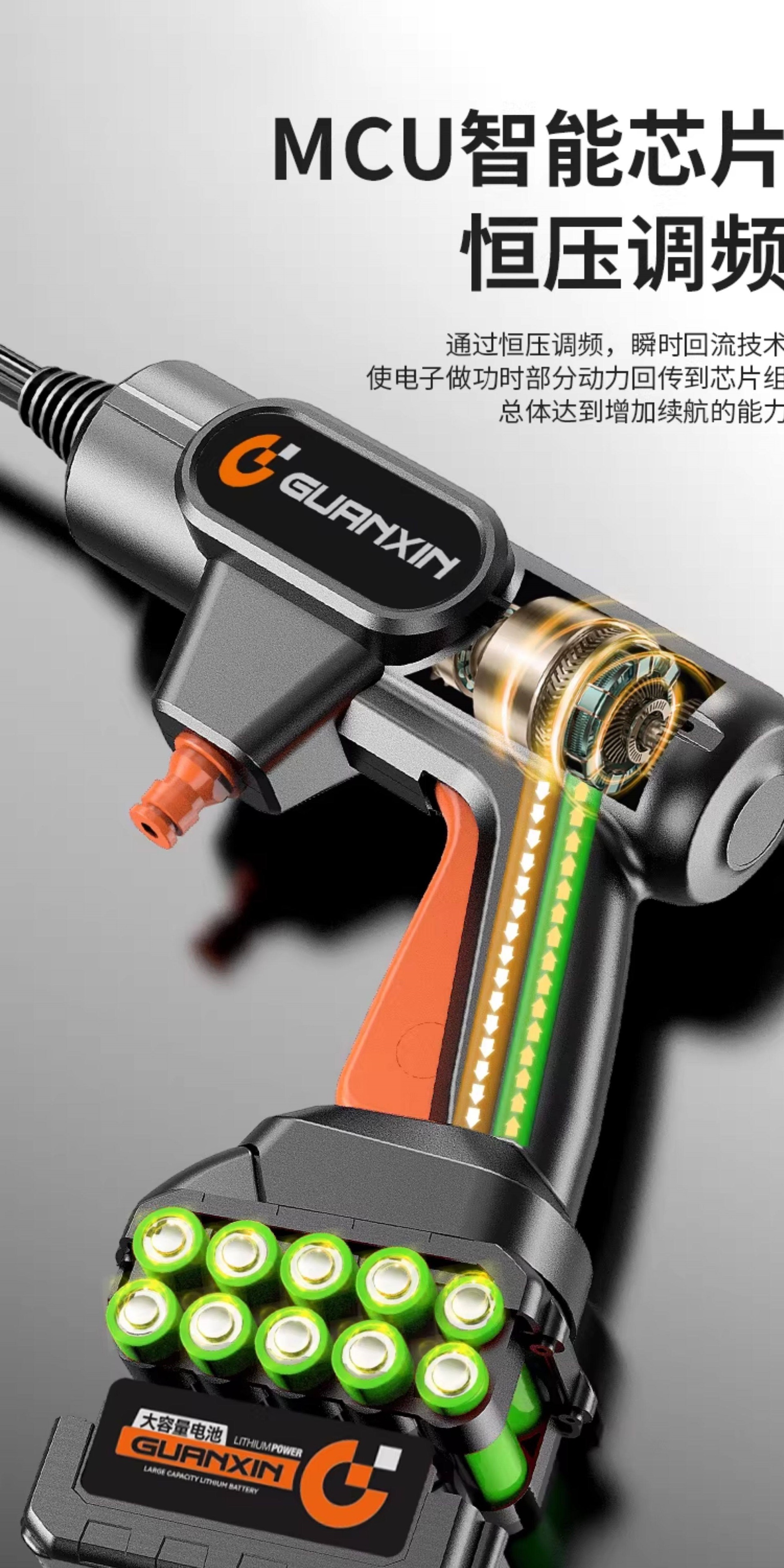Suitable for those interested in wireless car washers, high-pressure water guns, household and car cleaning tools, powerful lithium battery charging