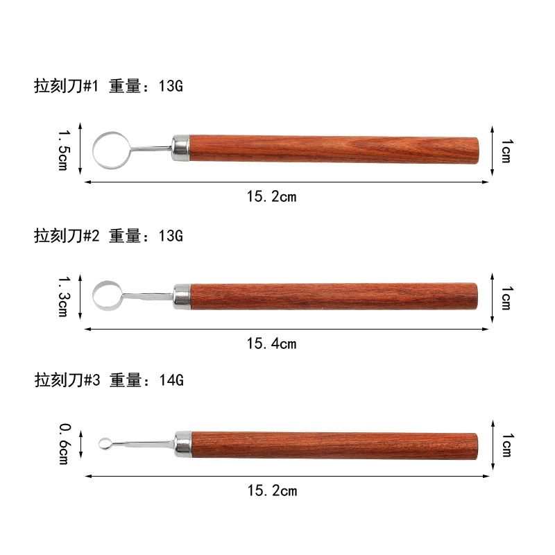 10 piezas mango de madera cuchillo de dibujo de acero inoxidable plato de frutas y verduras cuchillo de talla cuchillo de dibujo de borde de chef al por mayor