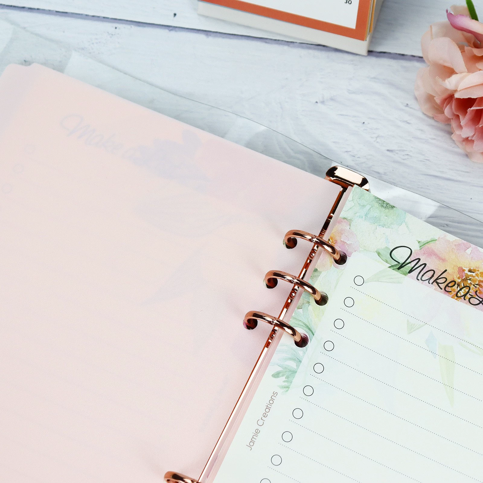 Planner inserts light pink 6‑hole, A7/A6/A5 tab dividers (6 pages) PP notebook inserts
