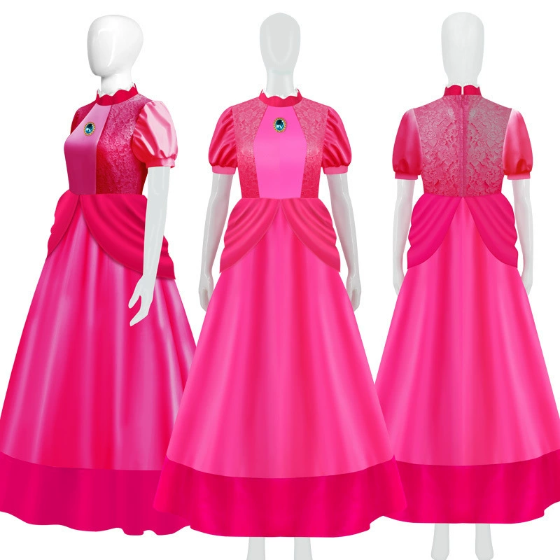 Ребенок Мэри Cos костюм Марио Бриджит Персик Принцесса Розовое платье Косплей Костюм