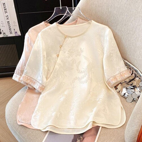 Spring, new Chinese style, solid color base shirt, fashionable and all-matching women's short-sleeved 2026 inner top, fashionable temperament