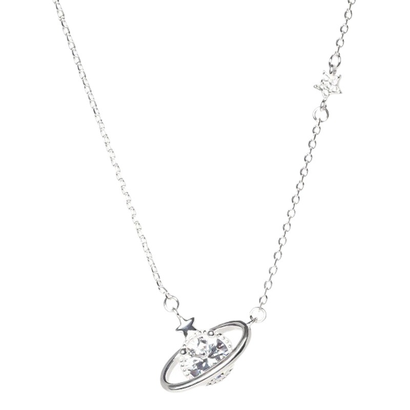 Luz de lujo nicho alto sentido universo asteroide collar femenino S925 plata simple estrella circón cadena clavícula Pequeño Libro Rojo