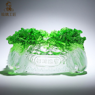 Large Cabbage Attracts Wealth and Wealth, Living Room Household Glass Crafts, Home Accessories, Moving to New Home, Housewarming Gift