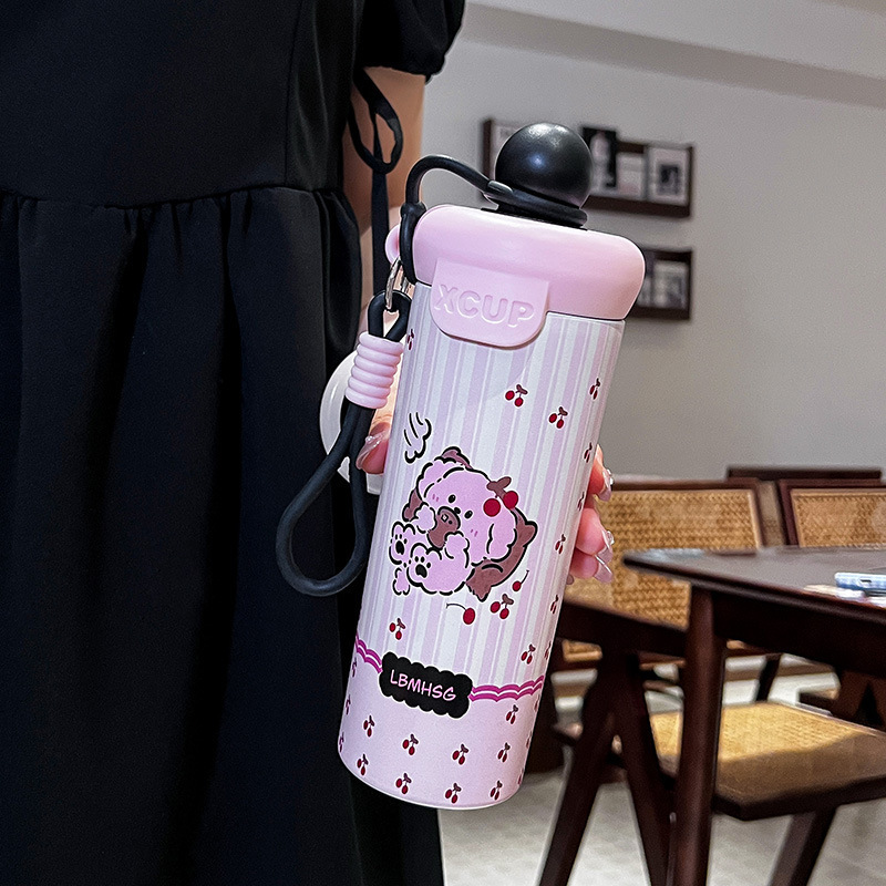 高颜值浮球保温杯大容量316不锈钢咖啡杯女生可爱便携户外手提杯|undefined
