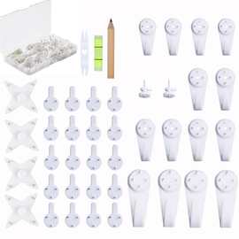 跨境图片悬挂套件塑料无痕挂钩43件隐形墙钉混凝土石灰墙白墙木门