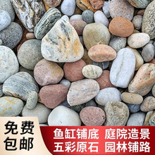 天然鹅卵石雨花石铺地铺路石头黑灰色原石铺面景观园林鹅卵石