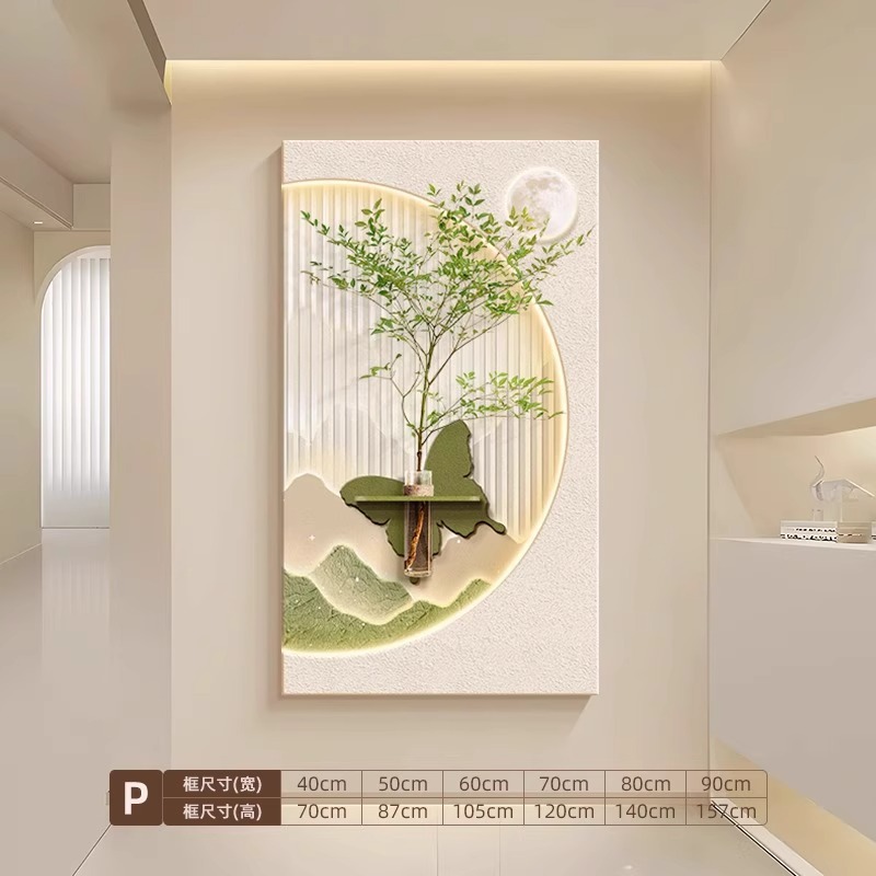 クリーム風客間背景壁装飾画水培緑植戸は玄関廊下の通路壁画を掛けている