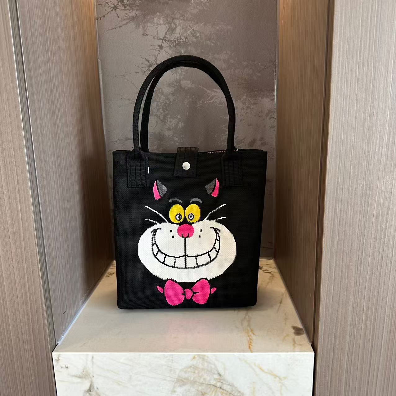 Catuones lindas bolsas de punto bolsas de almacenamiento de viaje pequeño portátil hombro único oblicuo bolsas de teléfono móvil bolsas de mano de mujer versátiles