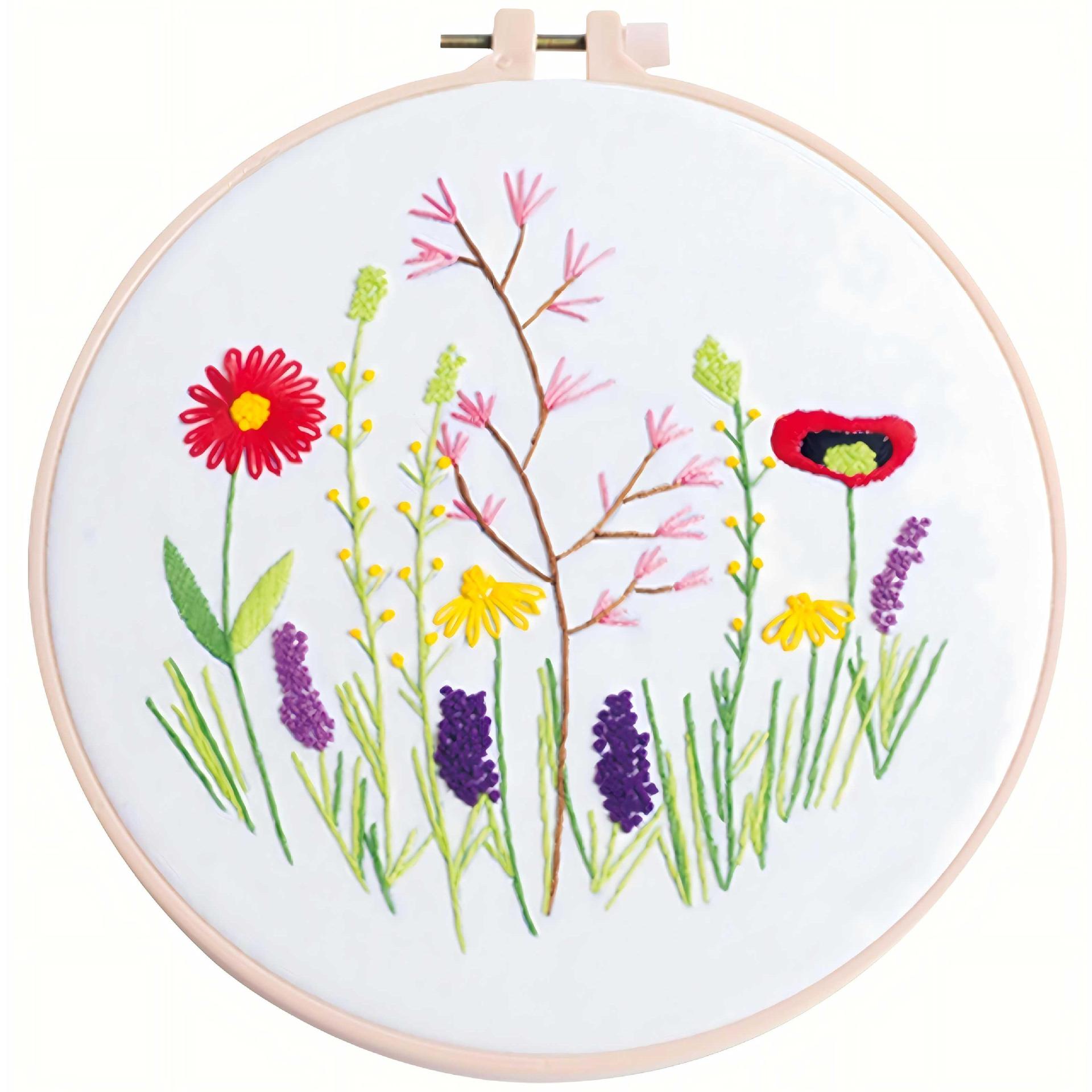 Ventas transfronterizas calientes para principiantes tela costura cruzada set bordado serie de flores material DIY paquete de pérdida de liquidación