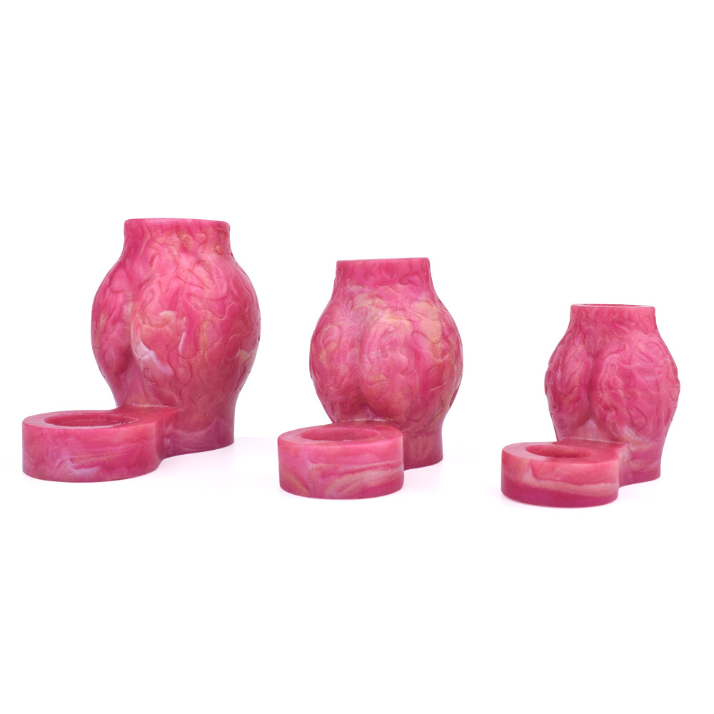 Qianai YOCY en forma de pene hueco Animal pene conjunto de bloqueo esencia sexo suministros para adultos anillo de bloqueo de piel virtual