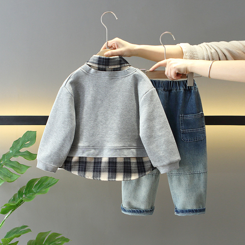 7713 Traje de niño Primavera y otoño 2025 Nuevo estilo Traje de niños guapos Ropa de moda Traje de tres piezas de primavera para bebés