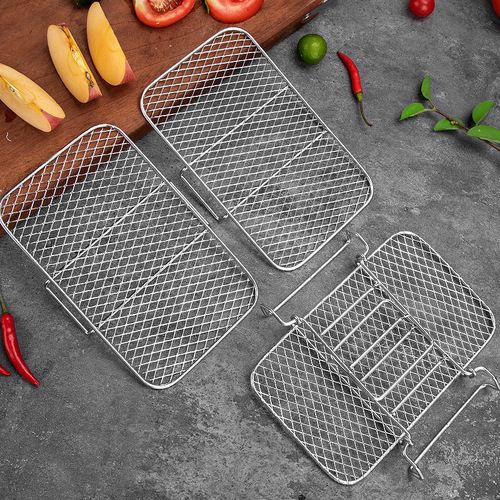 304 stainless steel BBQ grill air fryer accessories cooling rack three-layer square