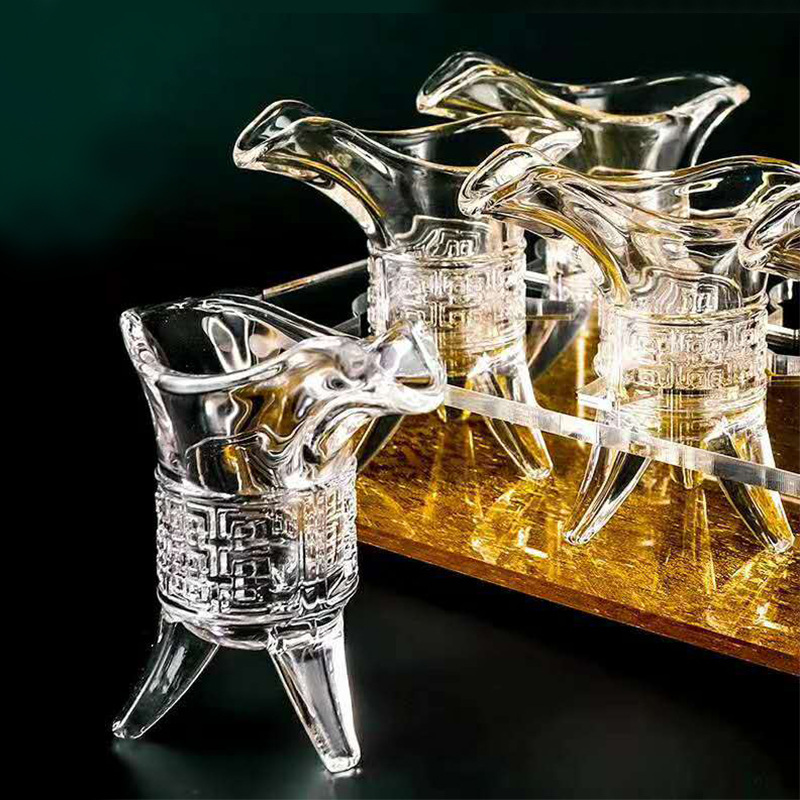 Botella de vino antigua Emperador vidrio de tres patas copa de vino blanco copa de vino traje 2 dos sexo hogar cristal estilo chino Jue Cup