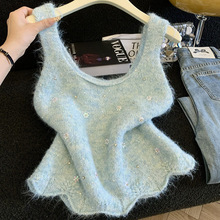 韩系小清新镶钻花朵针织马甲女2026春季显白叠穿神器背心无袖上衣