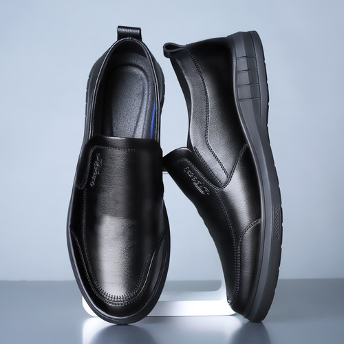 Mens 2025 New Soft Leather Soft Sole Non-Slip Casual Business Formal Shoes