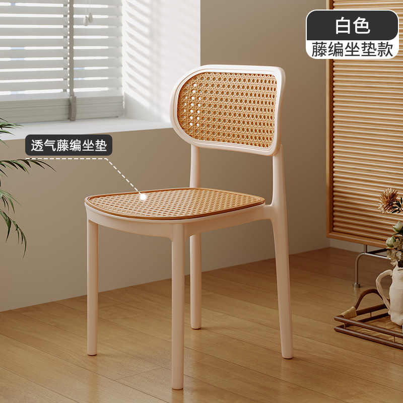 塑料椅子家用加厚餐厅餐桌餐椅舒服久坐商用藤编简约凳子靠背藤椅|undefined